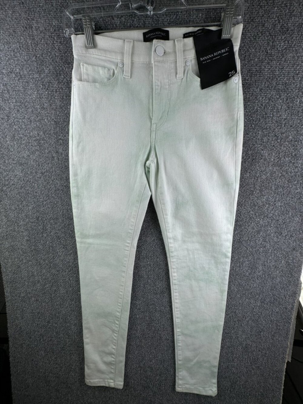 NWOT Banana Republic Premium Denim Jeans Pants Mid Rise Skinny Ankle Blue Fade